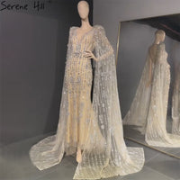 Gold Luxury Cap Sleeve Evening Dresses Gowns 2023 Beaded Mermaid Elegant For Women Party Serene Hill LA71463