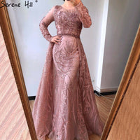 Serene Hill Muslim Pink Long Mermaid  With Train Luxury Evening Dresses Gowns for woman  party  Formal Dress  2024 LA70541