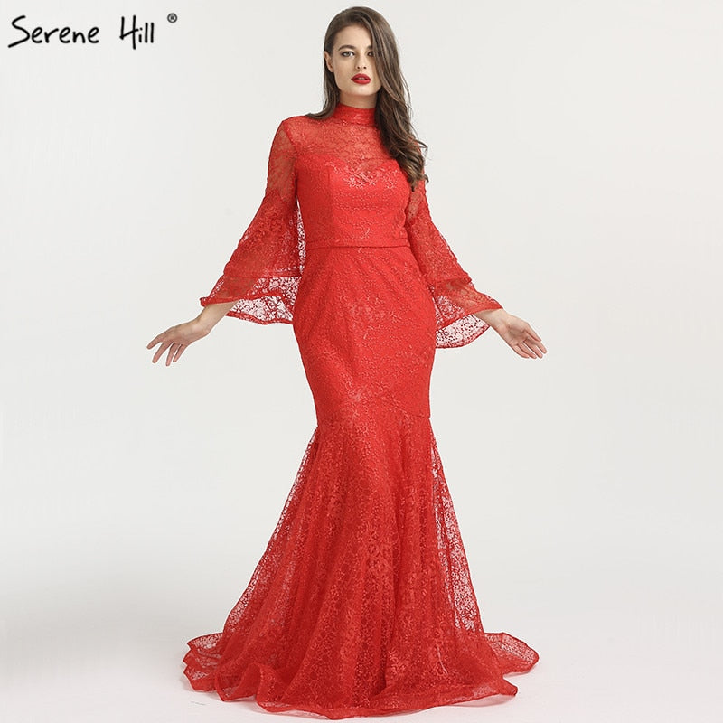 On Sale no return no refundSale Muslim Black Crystal Long Sleeves Evening Dresses 2025 Mermaid Luxury High-end Evening Gowns Plus Size LA70419 main image 1