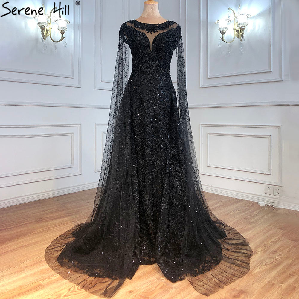Serene Hill Black Sleeves Luxury 2021 Lace Beaded Cape Sleeves 