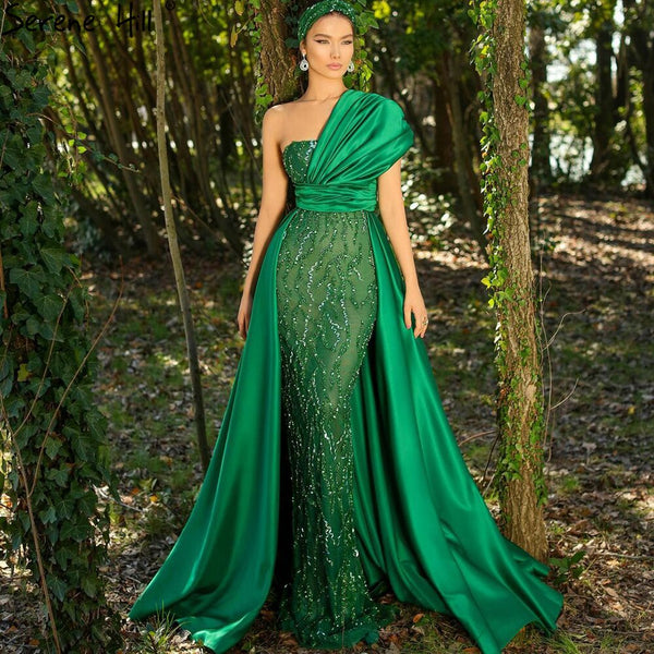 Serene Hill Green Mermaid With Train Evening Dresses Gowns 2023 Luxury Beading Elegant For Women Party LA71108
