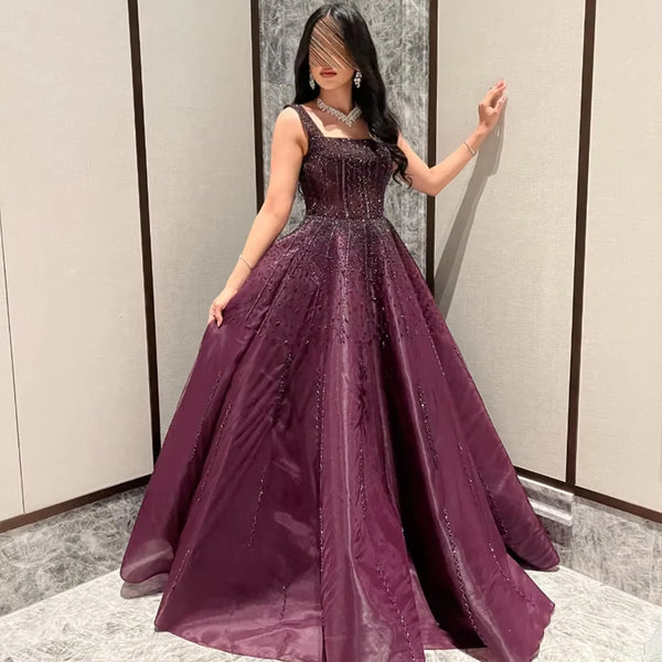 Purple Luxury Square Evening Dresses Arabic Gowns For Party Prom Dress Party LA72857