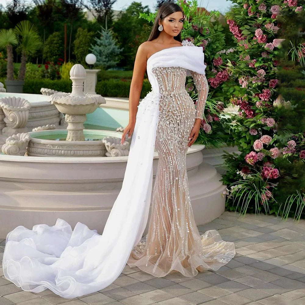 Elegant white evening dresses clearance