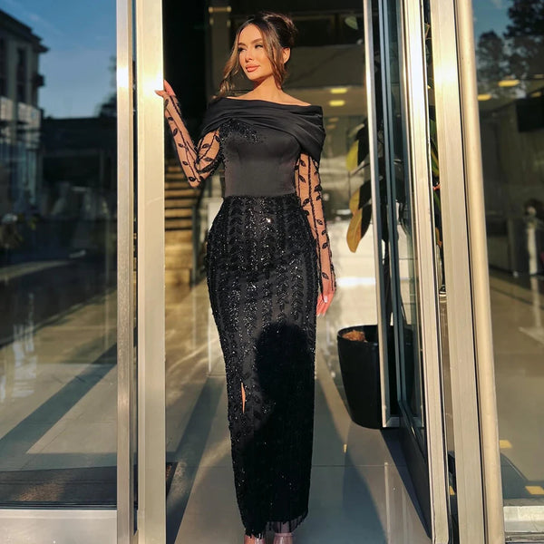 Luxury Designer Black Evening Dress   LA72969