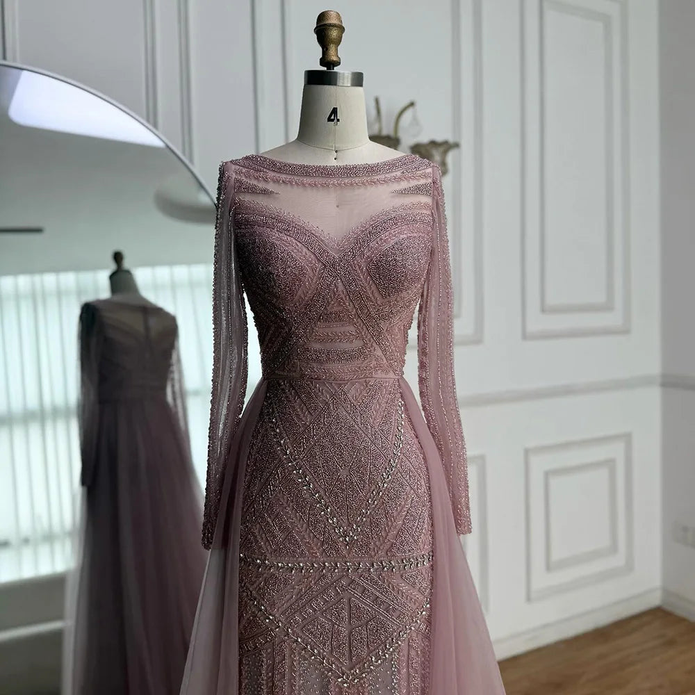 On Sale No Return No Refund Dubai Pink Sleeveless Crystal Evening Dresses Evening Gowns LA60703
