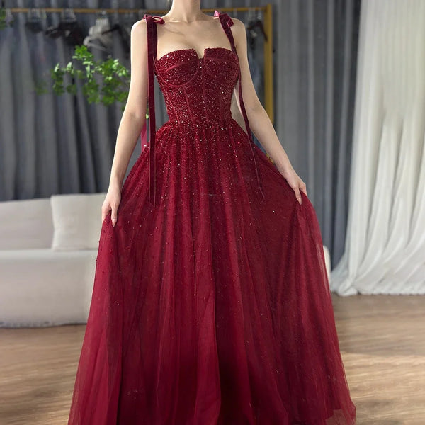 Luxury Wine Red Pink Dubai Evening Dresses LA70600A