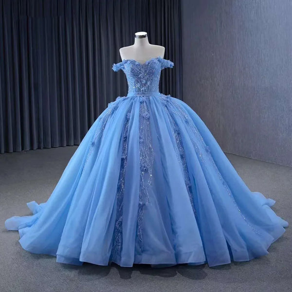 Cinderella Wedding Dress Blue Elegant Luxury Ball Gown Bride Gowns 2025  HM231124
