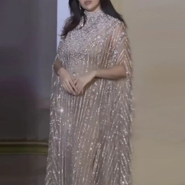 Luxury Dubai Cape Arabic Beaded Evening Dresses  2025 LA72484