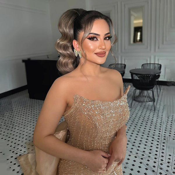 Serene Hill Nude Simple Elegant Mermaid Boat Neck Beaded  Evening Dresses Gowns 2025 Sexy For Women Party LA72114