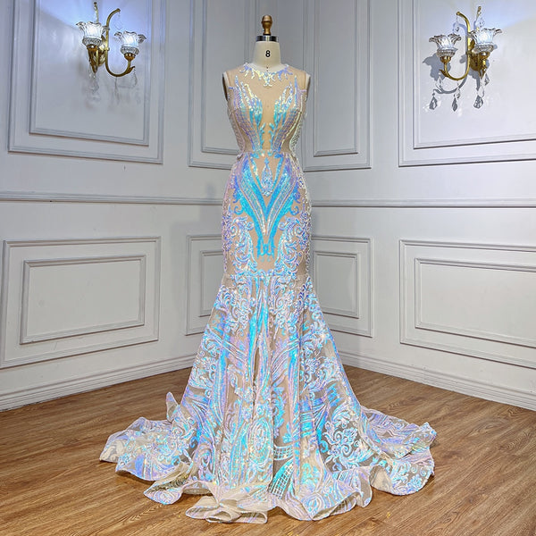 Serene Hill White Long Prom Dresses 2025 Luxury Sequined  Sexy Mermaid Style Black Girl Prom Gala Party Gowns 2025 LA72025