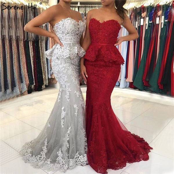 On Sale no return no refundSale Grey Fake Two Pieces Mermaid Evening Dresses 2025 Sleeveless Sexy Lace Evening Gowns Long Serene Hill LA70247