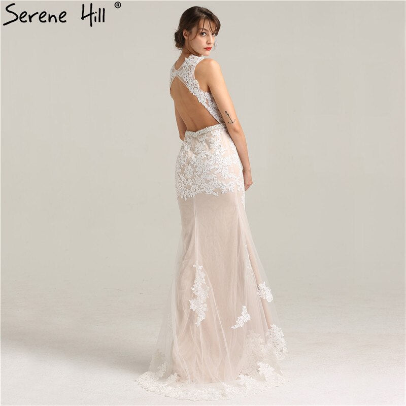 On Sale no return no refundSale High Neck Evening Dresses Romantic Pink Handmade Flowers A-Line LA6308 main image 1