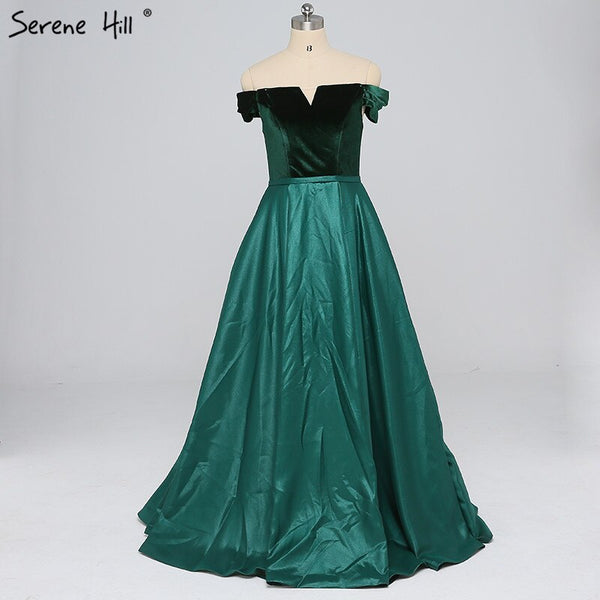 Sale Off Shoulder Sexy Contrast Color Prom Dresses Boat Neck Simple Formal Evening Party Dress 2025 Serene Hill LA6391