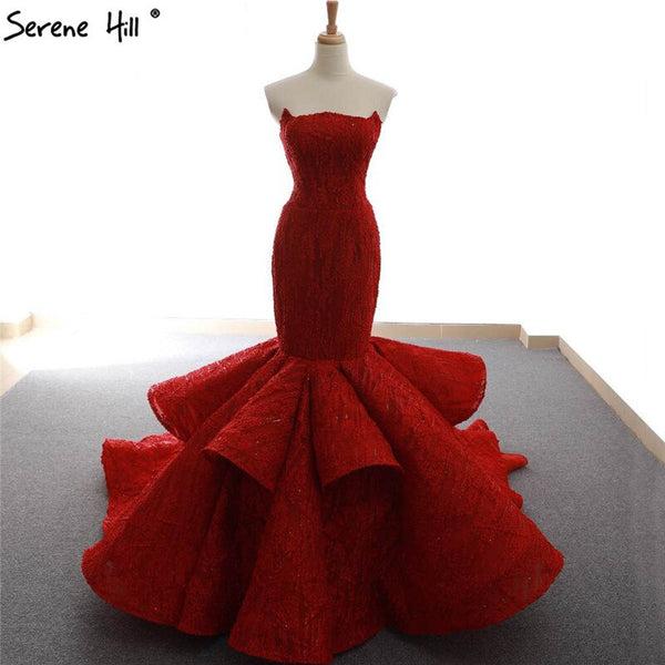 Red Newest Off Shoulder Sexy Wedding Dresses 2025 Appliques Ruffles Fashion Sexy Mermiad Bridal Gown Real Photo HM66614