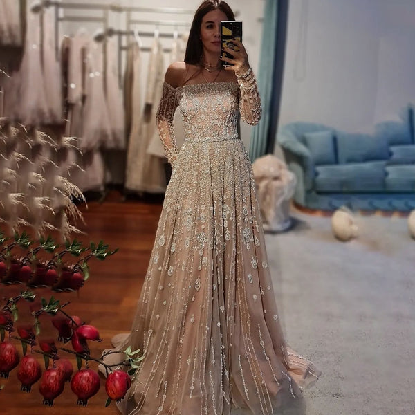 Arabic long cheap evening dresses