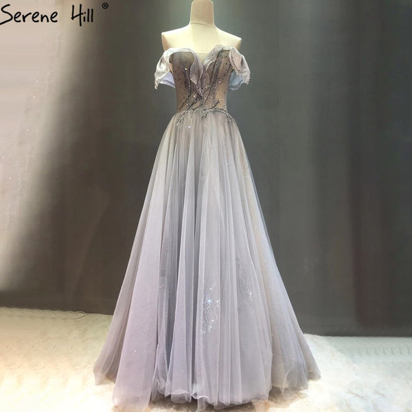 Serene Hill Blue A-Line Sexy Evening Dresses Gowns 2025 Beading Sleeveless For Women Wedding Party LA71148