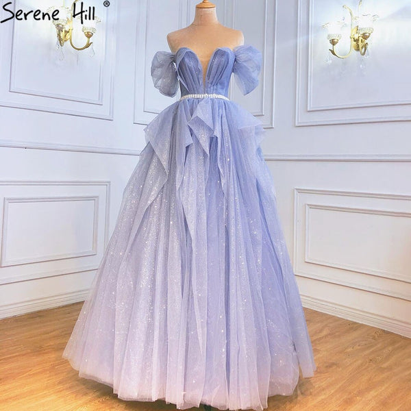 Serene Hill Blue Simple Sexy Evening Dresses Gowns 2025 Sweetheart A-Line Lace Up For Women Party LA71158