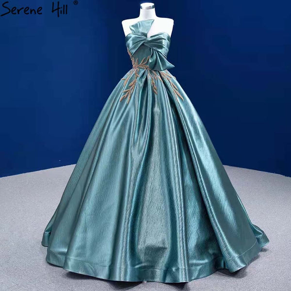 Serene Hill Green Beaded Sexy Wedding Dresses 2025 Bow Lace Up High-end Bridal Dress HM67417 Custom Made