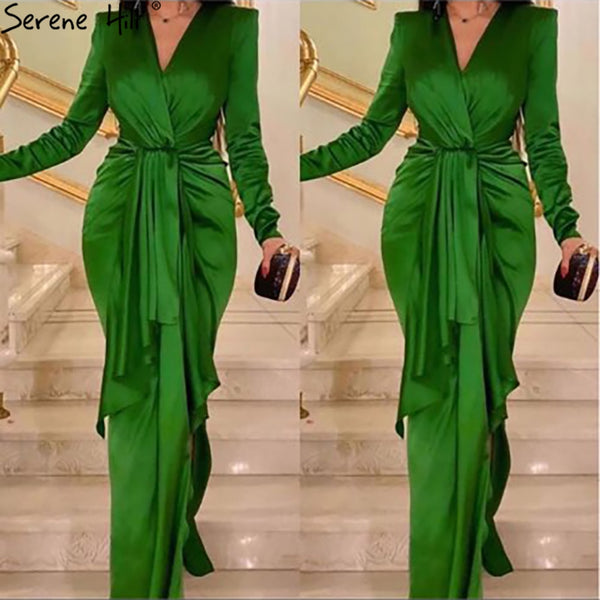 Serene Hill Green Satin Simple Evening Dresses Gowns 2025 Mermaid Elegant For Women Wedding Party LA71275