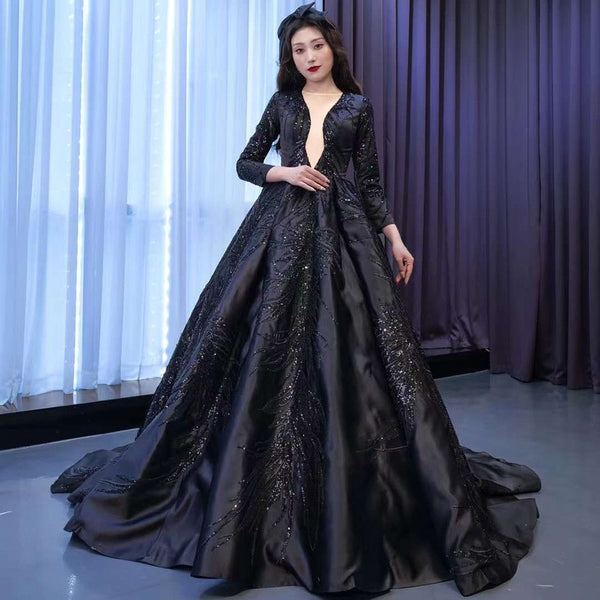Black Velour One Shoulder Mermaid Evening Dresses Diamond Custom Made –  Flora Prom