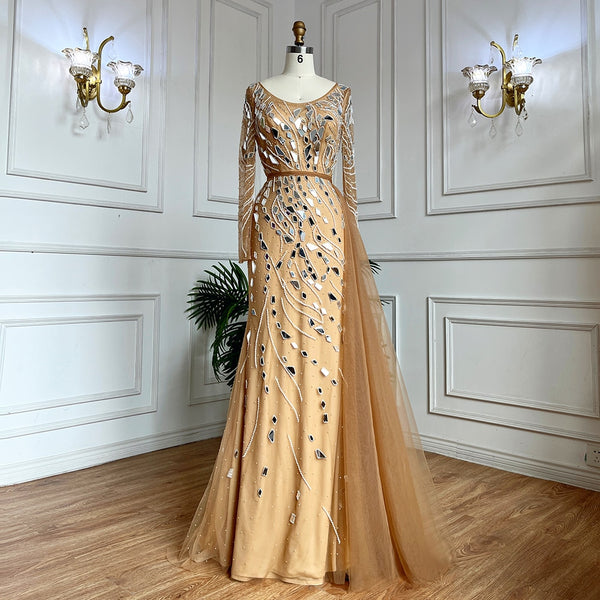 Serene Hill Muslim Nude Mermaid With Overskirt Beaded Long Evening Dresses Gowns For Woman  wedding Party 2025 LA71757