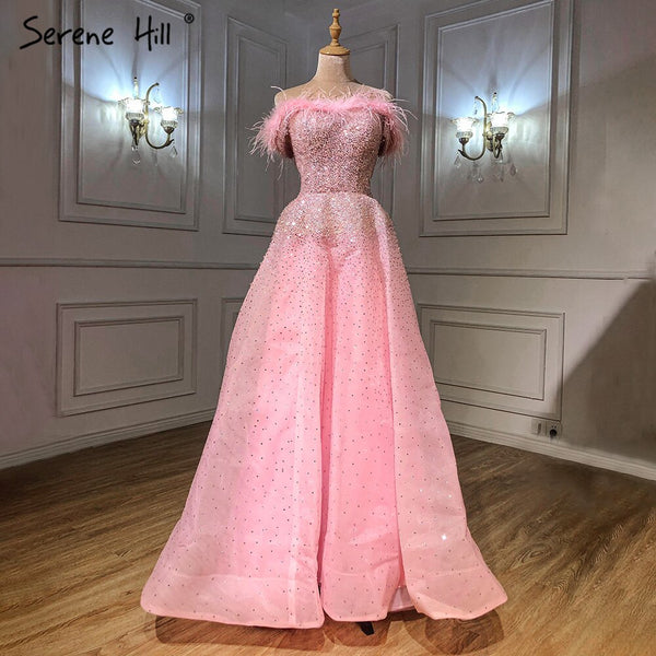 Serene Hill Pink High Split Mermaid Evening Dresses Gowns 2022 Luxury  Beaded Elegant For Women Party LA71582 – SERENE HILL