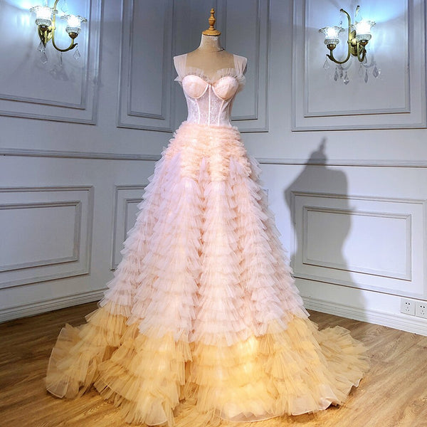 Serene Hill Pink Corset With a Ruffled Ombre Ballcown Prom Dresses 2025 Sexy Girls Graduation Party Gown LA71221