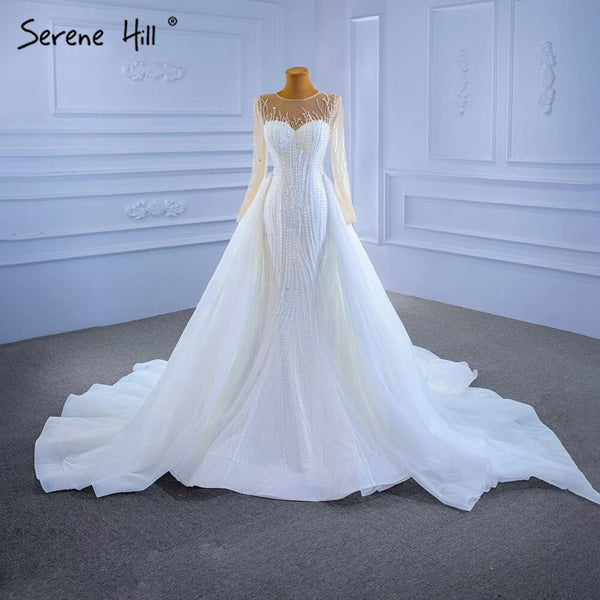 Serene Hill White Detachable Skirt Wedding Dresses 2023 Mermaid Elegant Luxury Bride Gowns HM67315 Custom Made