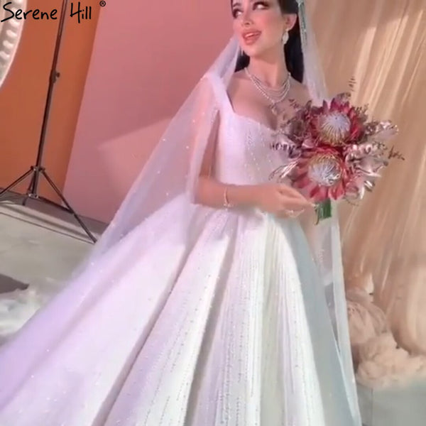 Serene Hill White Luxury Sexy Wedding Dresses 2025 Spaghetti Straps Beading High-end Bride Gowns HA2468 Custom Made