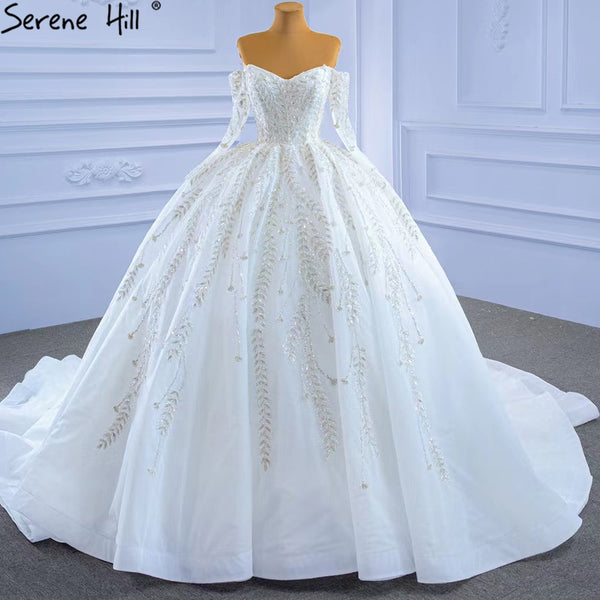 Serene Hill White Luxury Sexy Wedding Dresses 2025 Sparkle Beaded Lace Up Bride Gowns HM67284 Custom Made