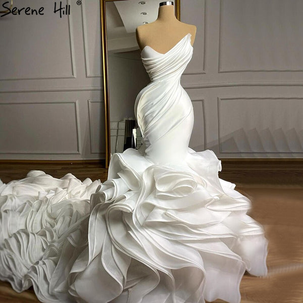 Serene Hill White Mermaid Elegant Wedding Dresses Gowns Sweetheart Sexy Flowers High-end Bridal Dress 2025 HM67212