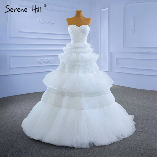 Serene Hill White Princess Ruffles Wedding Dresses 2025 Simple Sexy High-end Bride Gowns HM67308 Custom Made