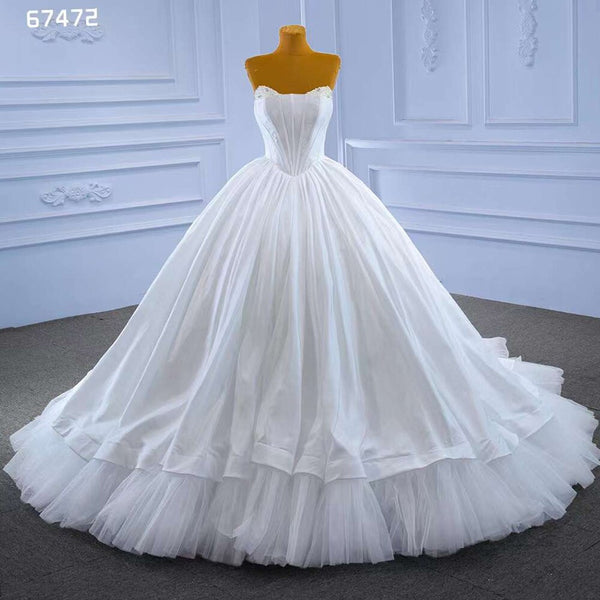 Serene Hill White Sexy Lace Up Luxury Beaded Pearls Bride Gowns Wedding Dress 2025 High End Custom Made HM67472
