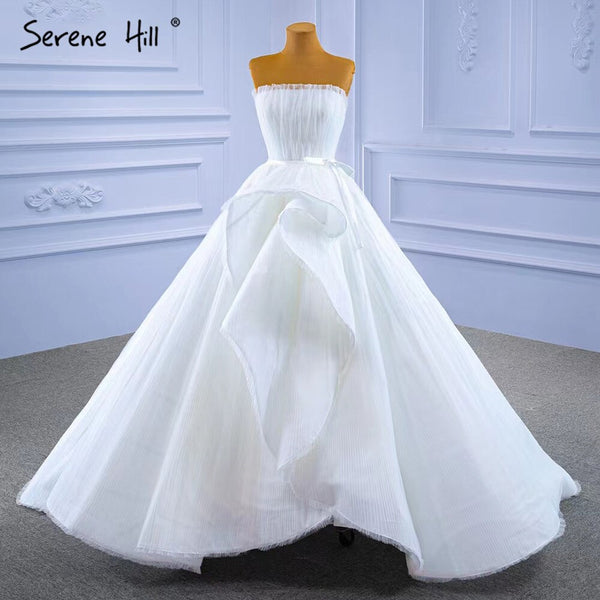 Serene Hill White Srtaplee Sexy Wedding Dresses 2025 Simple Lace Up High-end Bride Gowns HM67302 Custom Made