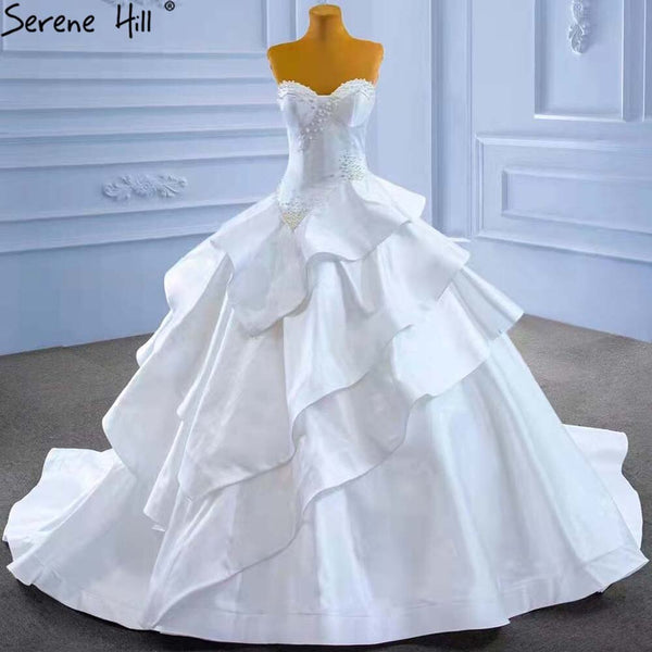 Serene Hill  White Sweetheart Sexy Wedding Dresses 2025 Beaded Pearls Lace Up Bride Gowns HM67317 Custom Made