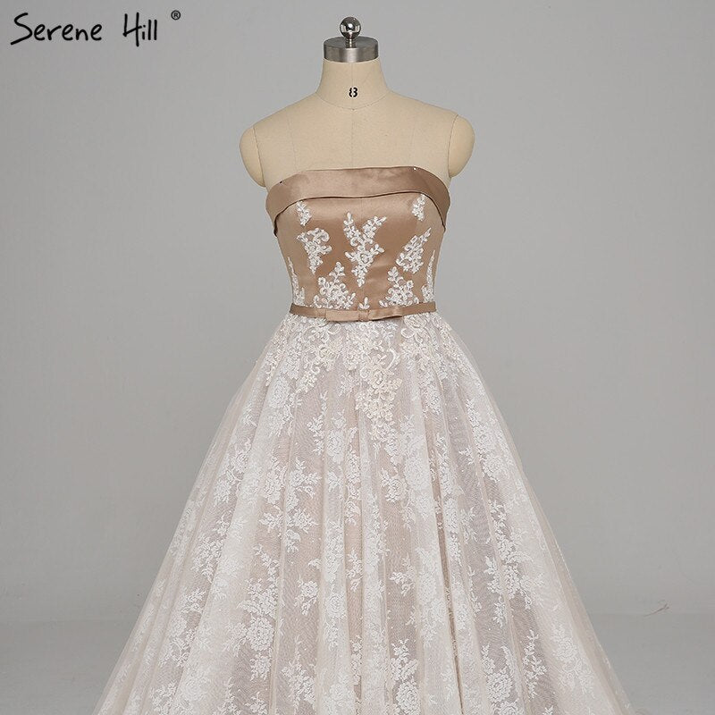 On Sale no return no refundSale Pink Off Shoulder Sexy A-Line Evening Dresses 2025 Handmade Flowers Crystal Sleeveless Formal Dress Real Photo LA6614
