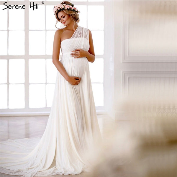 White Off Shoulder Chiffon Sexy Wedding Dresses Pregnant Photography Simple Bridal Gowns 2025 Serene Hill HA2216 Custom Made