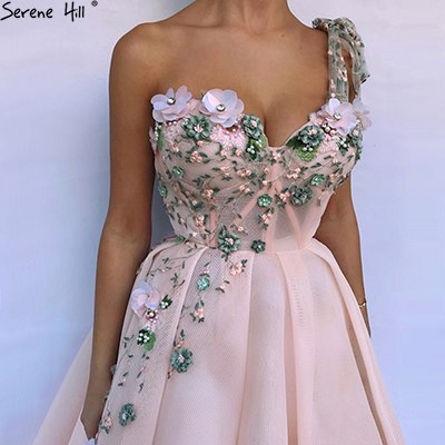 On Sale No Return No Refund  One Shoulder Fashion Sexy Newst Evening Dresses 2025 Flowers Pearls Sleeveless Formal Evening Gowns Serene Hill LA6512