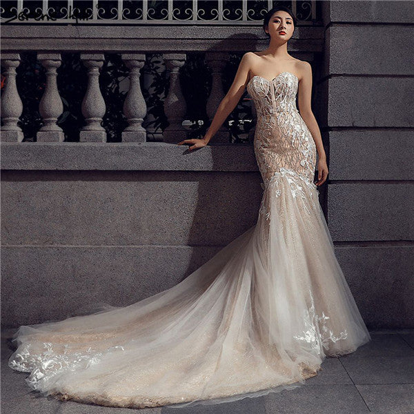 Mesh with glitter Wedding dresses | Devotiondresses.com
