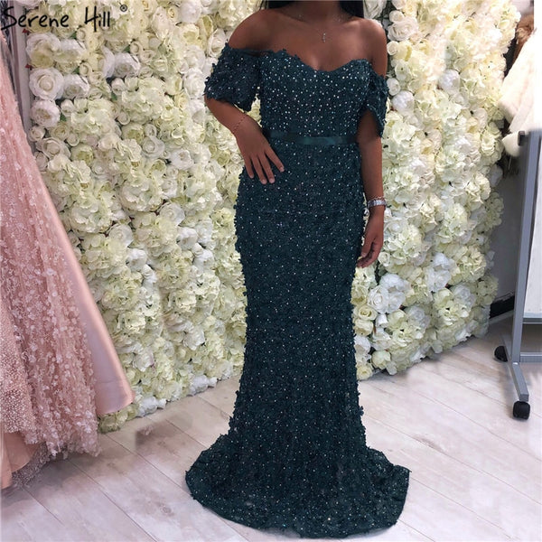 On Sale no return no refundDubai dark Green Mermaid Fashion Evening Dresses Evening Gowns LA6519